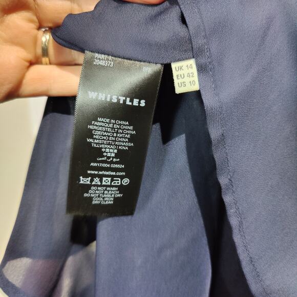 Whistles Women's Sz 10 Navy Gold Celestial Print Stars Moons Dress Long Sleeve - Picture 7 of 11